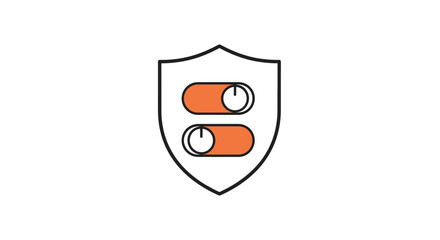 Shield with two orange pills inside.