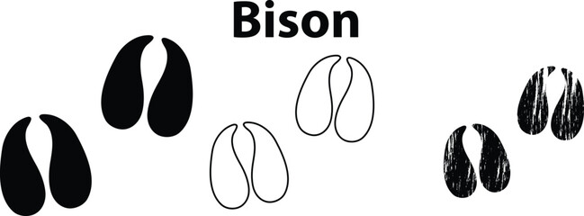 Bison Footprint Silhouette Vector &ndash; Wild Buffalo Hoof Track Animal Print Icon EPS