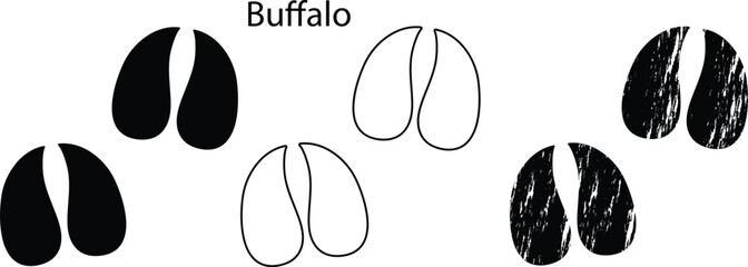 Buffalo Hoof Print Silhouette Vector – Bison Animal Footprint Track Icon EPS © Sejal