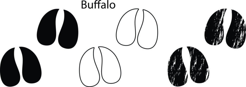 Buffalo Hoof Print Silhouette Vector &ndash; Bison Animal Footprint Track Icon EPS
