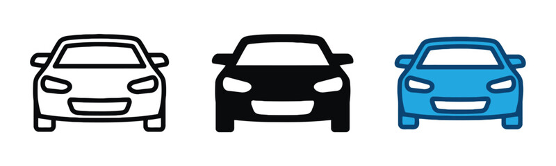 Obraz premium Car icons set of three different styles automobile and transportation concepts