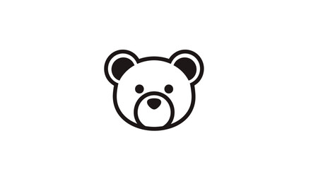 Obraz premium Black and white bear face icon.