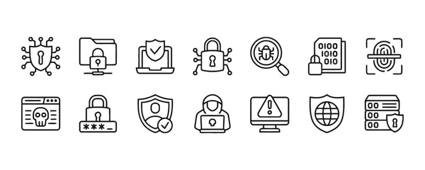 Cybersecurity icons set for internet safety and data protection concept © Baizid