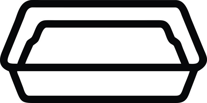Outline drawing of a simple rectangular disposable food container for packaging