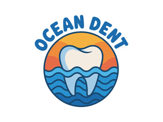 Ocean Dent Logo with Tooth and Waves
