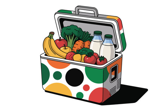 Colorful Lunchbox with Fresh Fruits and Vegetables Inside