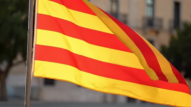Catalan Flag Waving in the Wind.