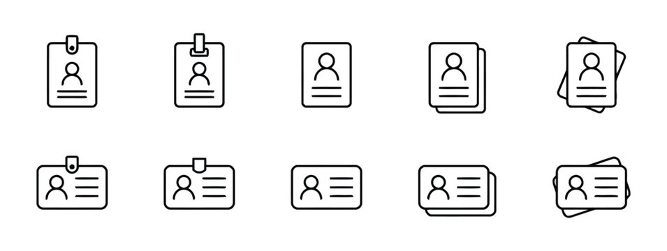 ID card icons set on white background vector identification document symbols
