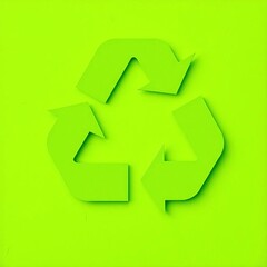 Obraz premium Recycling symbol made up of three arrows forming a loop, on a bright green background, with a subtle texture giving it a natural look, natural, ||green