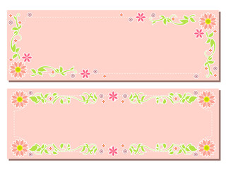 ピンクの花と植物のフレーム