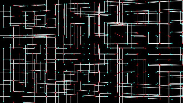 distorted grid of nodes and connecting lines 