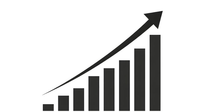 Ascending Growth Trend Bar Chart with Upward Arrows upward trend ascending bars