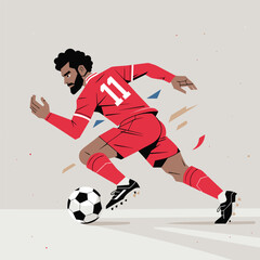 Middle Eastern Soccer Star Dribbling &ndash; Modern Football Vector Illustration