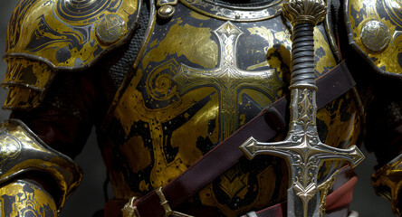 Fototapeta premium Medieval knight armor with sword