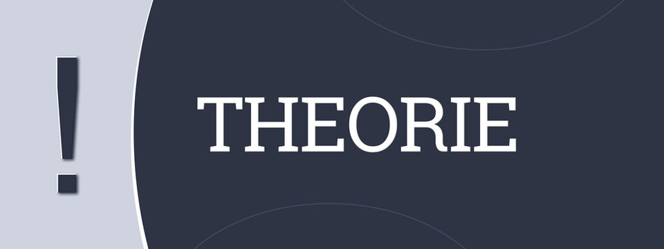 Theorie (theory) - A blue banner illustration with white text.