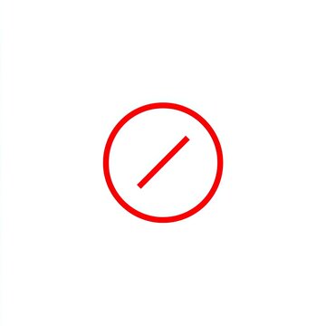 Simple red outline of a circle, with a single diagonal line through it