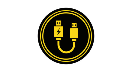 USB Cable Icon with Lightning Bolt Symbol.