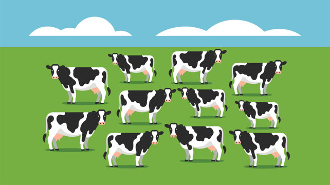 Cows pasture farm field cartoon animals