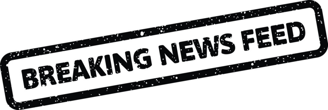 Grunge effect stamp illustration featuring BREAKING NEWS FEED for media websites or broadcast graphics