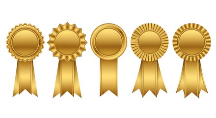 Golden Ribbon Medals with Varied Crown in Matte Gold Finish gold ribbons