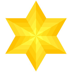 立体的なグラデーションの六角の星