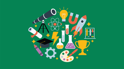 Naklejka premium Science Education STEM Icons Collection