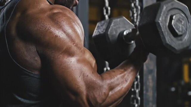 Dynamic weightlifting action in gym setting featuring ai generated muscle artistry and generative ai techniques