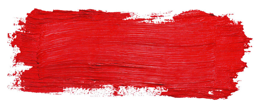 A thick, textured brushstroke of vibrant red paint against a black background (1)