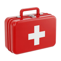 Obraz premium Red medical case with white cross symbol on top of it isolated on transparent background