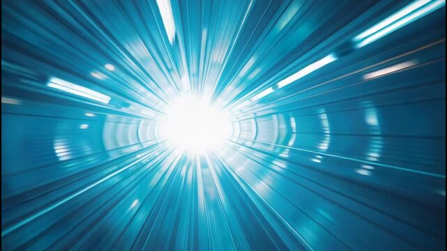 Blue tunnel light speed motion blur futuristic corridor glowing perspective blue motion blur speed