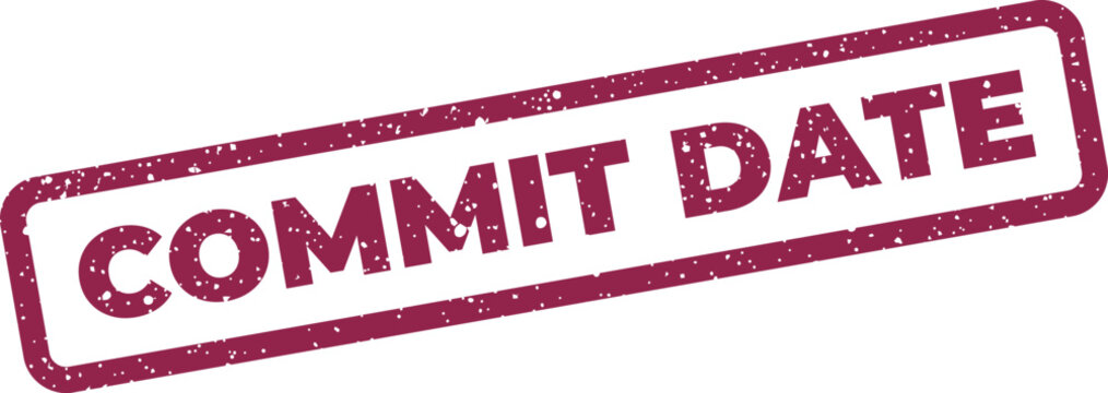 Grunge textured rectangular stamp graphic displaying the phrase commit date, ideal for business documentation