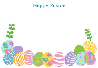 Vector illustration of a Colorful Easter egg frame and Happy Easter lettering   with copy space
