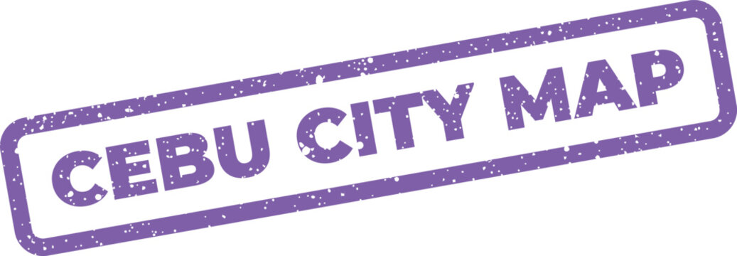 Grunge textured rectangular stamp with the phrase Cebu City Map for geographical representation or navigational guidance