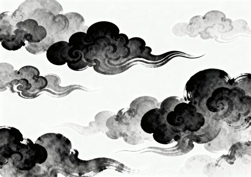 Ink Wash Chinese Clouds Traditional Art Background