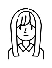 ベクターイラスト素材：困ったり悩んだりしている若い女性アイコン