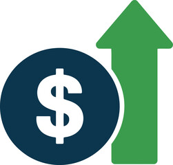 Obraz premium A graphic of a dollar sign and an upward-pointing arrow representing financial growth.