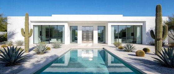 Modern White Desert House with Infinity Pool
