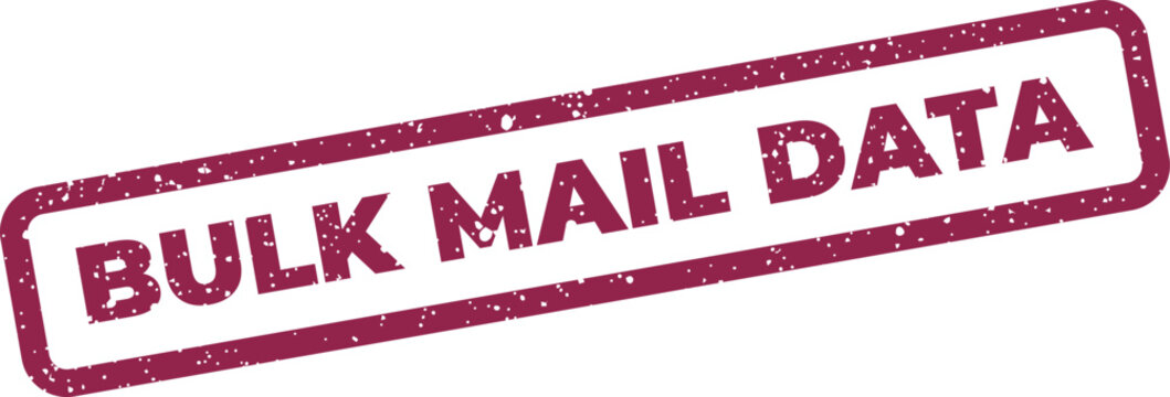 Grunge textured vector stamp displaying bulk mail data for digital marketing campaigns and information systems