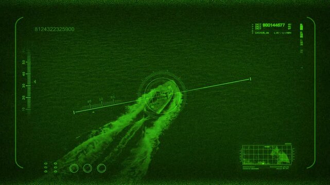 Night Vision Military Drone View Tracking Ship Below