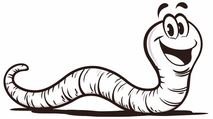 Fototapeta premium Happy Cartoon Earthworm Character Illustration.