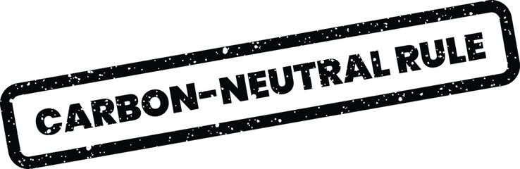 Obraz premium Grungy black stamp graphic representing an established carbon neutral regulation or guideline policy
