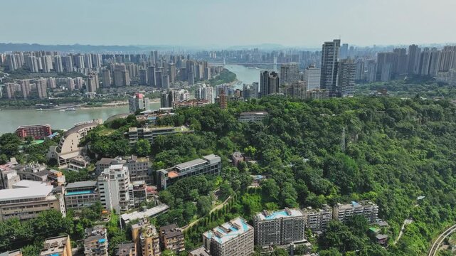 Chongqing Cityscape with Rivers, Mountains and Urban Development