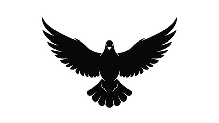 Obraz premium Black Bird Silhouette with Spread Wings.