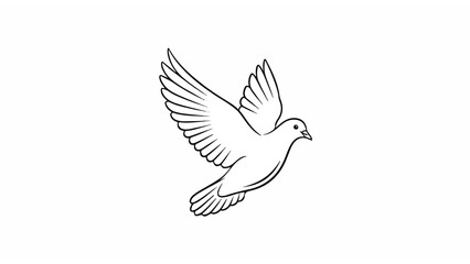 Obraz premium Simple Line Drawing of Dove in Flight.