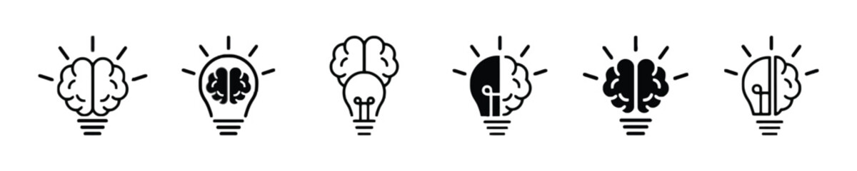 Brain and light bulb icons symbolizing ideas and creativity © Taniya