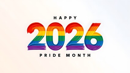 Happy Pride Month 2026 Colorful Rainbow Letters Celebration Art