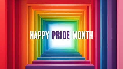 Vibrant Rainbow Tunnel with Text for Celebrating Pride Month