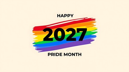 Colorful Celebration of Pride Month with Bold Text and Rainbow Background