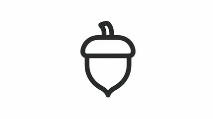 Obraz premium Simple Line Art Icon of an Acorn Seed.