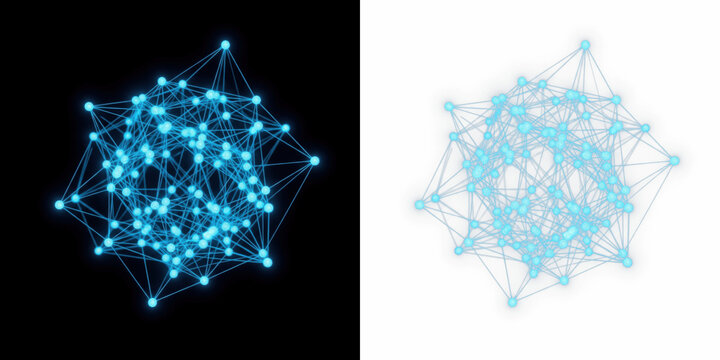 Blockchain Network Lattice with Glowing Blue Nodes and Connections, Distributed Ledger Technology Structure, Cryptocurrency Data Chain Visualization, Decentralized Network System Concept Isolated on B